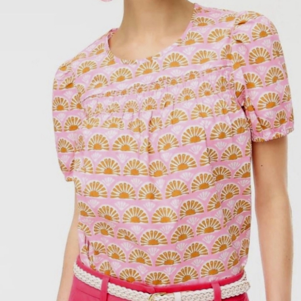 J. Crew Factory puff sleeve 100% cotton top